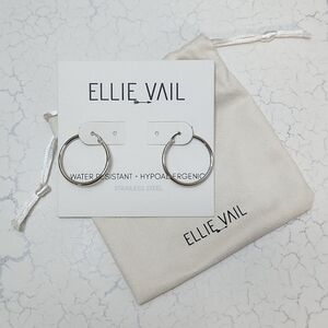 Ellie Vail Lorette Silver Medium Hoop Earings ~ NWT